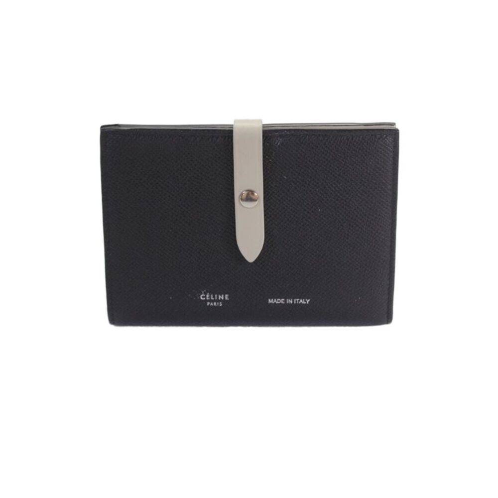 Celine Womens Leather Colorblock Tone Tone Wallet White Black